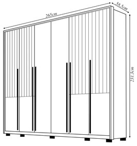 Guarda Roupa Casal Ema com 6 Portas de Bater e 6 Gavetas em MDF OffWhite/Freijo G11 - Gran Belo