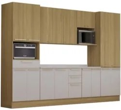 Armário Cozinha 6 Peças CP01 e Tampo Mirella Freijó/Cinammon L01 - Mpo
