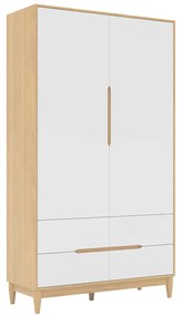 Guarda-Roupa Tomi 2 Portas e 4 Gavetas - Carvalho Malva com Branco