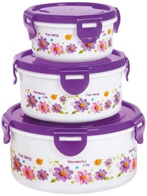 Kit Potes Redondos Floral 3 Peças