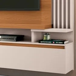 Painel para TV Suspenso 55 Pol. Ripado Khosmos H01 Off White/Cinamomo
