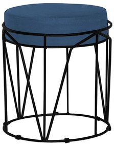 Puff Decorativo Sala de Estar Base Preto Chloe Suede Azul Marinho G41 - Gran Belo