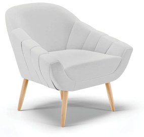 Poltrona Giovana Linho Pés Palito Natural - Indo Decorar - A05 Cinza