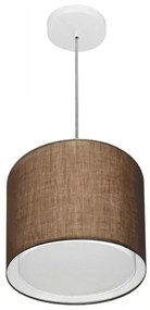 Lustre Pendente Cilíndrico Duplo Md-4284 Cúpula em Tecido 30x30cm Café - Bivolt