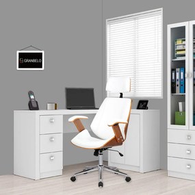 Kit 02 Cadeiras de Escritório Presidente Giratória com Regulagem de Altura Akon PU Sintético Branco G56 - Gran Belo