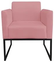 Poltrona Decorativa Base Industrial Preto Maressa S17 Suede Rosê - Ibi