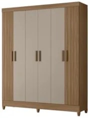 Guarda Roupa Casal 165cm 6 Portas Guiana Carvalho/Fendi Z17  - Mpozena