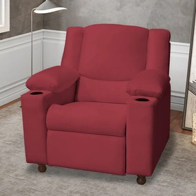 Poltrona Papai Manchester Reclinável Veludo Vermelho