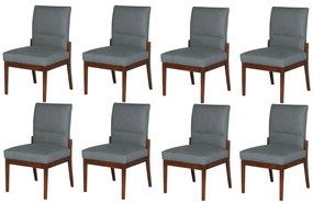 Conjunto 8 Cadeiras De Jantar Aurora Base Madeira Maciça Estofada Suede Cinza