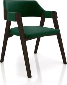 Kit 3 Cadeiras Sala de Jantar e Jogos Carteados Madeira Maciça Poker Veludo Verde/Capuccino G42 - Gran Belo