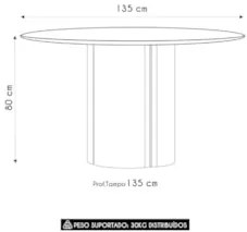 Mesa de Jantar Redonda 135cm 6 Lugares Flex Zuni Ypê/Off N02 - Mpozena