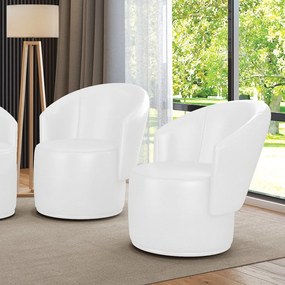 Poltrona Decorativa Orgânica Fixa para Sala Kit 2 Malu Sintético PU M11 - D'Rossi - Branco