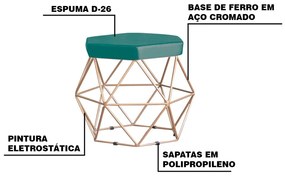 Kit 2 Puff Decorativo Base Gold Elsa Suede Azul Claro G41 - Gran Belo