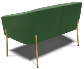Namoradeira e 2 Poltronas Pé de Ferro Dourado Stella Suede Verde  D03 - D'Rossi