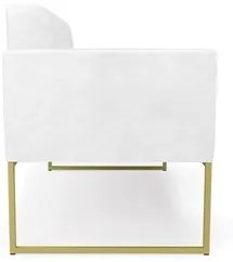 Sofá Namoradeira Base Industrial Dourado Ana Sintético PU Branco - Ibi