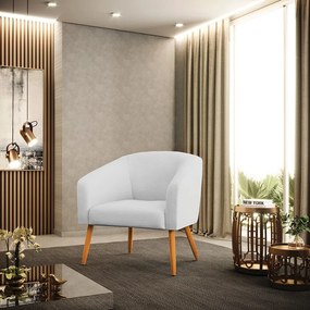 Poltrona Decorativa Pé Palito Castanho kit 2 Stella Linho D03 - D'Rossi - A05 Cinza Claro