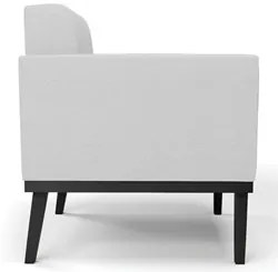 Poltrona Decorativa Base Madeira Preto Ana Linho Cinza - Ibiza