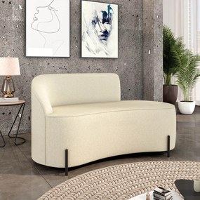 Sofá 2 Lugares Orgânico 140cm Pé Ferro Preto Morgan Linho D03 - D'Rossi - Bege