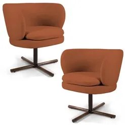 Kit 2 Poltronas Decorativas Melissa Base Xis Giratória Veludo C-262 Te
