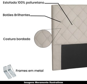 Cabeceira Decorativa Casal 1,40M Tàzio Suede Bege G63 - Gran Belo