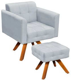 KIT 01 POLTRONA GIRATORIA E 01 PUFF ELIS - Cinza