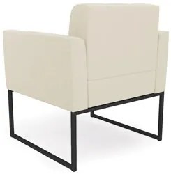 Poltrona Base Industrial Preto Kit 2 Ana Linho Bege - Ibiza