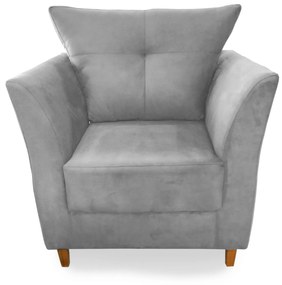 Poltrona Decorativa Isis Pés Madeira Suede Cinza - Sheep Estofados