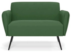 Sofá Namoradeira Pés Palito de Ferro Bruna Suede - D'Rossi - Verde