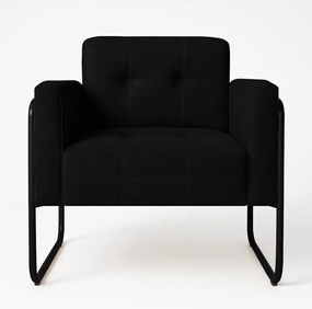 Poltrona Sala Industrial Alta Tubo Preto Elisa Suede D03 - D'Rossi - Preto