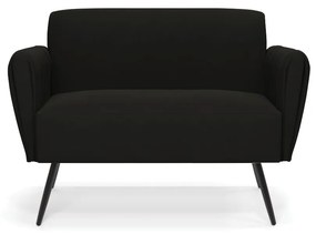 Sofá Namoradeira Pés Palito de Ferro Bruna Suede - D'Rossi - Preto