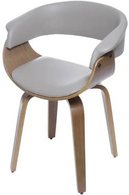 Cadeira Escandi Courino Fendi com Base Madeira - 53496 Sun House