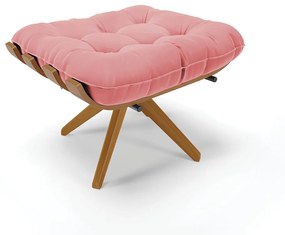 Puff Giratório Costela Suede Rosê Base de Madeira MA30 M11 - D'Rossi