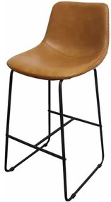 Banqueta Oxford Couro Ecologico Caramelo Base Aço 100cm - 70810 Sun House