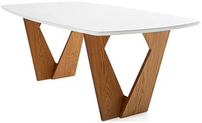Mesa de Jantar Kamerik Base Carvalho Tampo de Vidro 170cm - 62273 Sun House