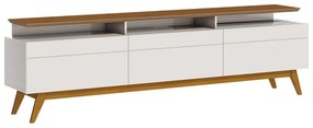 Rack Bancada 3 Gavetas com Nicho 218cm Amy Off White/Freijó G29 - Gran Belo