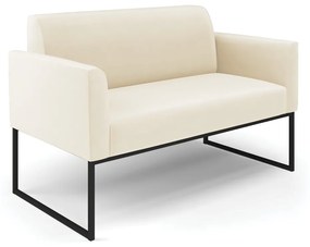 Sofá Namoradeira Base Industrial Preto Marisa Veludo D03 - D'Rossi - Bege