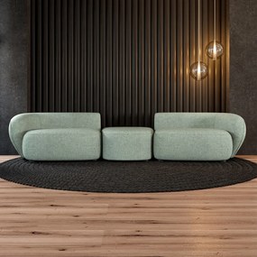 Sofá Versátil Sala de Estar Egito 342cm Modulado Linho Verde Manchado G52 - Gran Belo