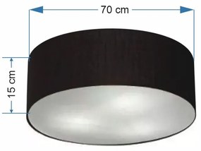 Plafon Cilíndrico Md-3049 Cúpula em Tecido 70x15cm Preto - Bivolt