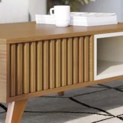 Mesa de Centro Para Sala Ripada Leo Freijó/Off White Matte C05 - Mpoze