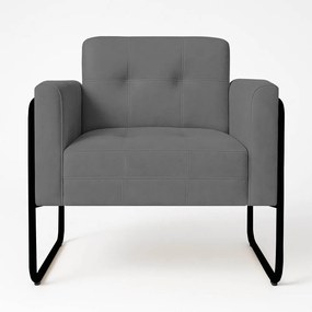 Poltrona Sala Industrial Alta Tubo Preto Elisa Suede D03 - D'Rossi - Grafite