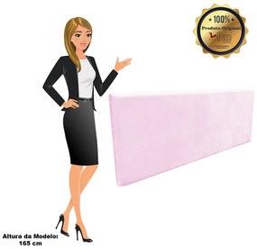 Cabeceira Painel Clean para Cama Box Solteiro 90 cm Suede M11 - D'Rossi - Rosa Bebê