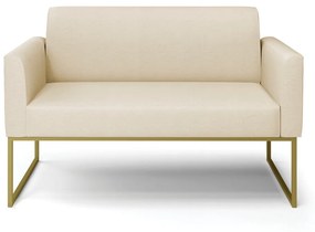 Sofá Namoradeira Base Industrial Dourado Marisa Linho D03 - D'Rossi - A19 Bege