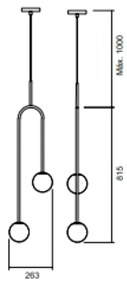 Pendente Pêndulo C/ 2 Globos 26X81Xcm 2L G9 / Metal E Globo Ø12Cm | Us... (FN-F - Fendi Fosco, FOSCO)