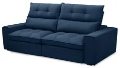 Sofá Retrátil Reclinável 3 Lugares 210cm Damy F05 Veludo Azul - Mpozen