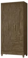 Guarda Roupa Solteiro 82cm 3 Portas Zeno Castanho Wood Z17 - Mpozena