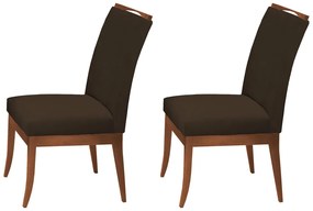 Conjunto 2 Cadeiras Sala de Jantar Lana Veludo Marrom
