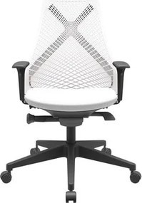 Cadeira Office Bix Tela Branca Assento Aero Branco Autocompensador Base Piramidal 95cm - 64054 Sun House