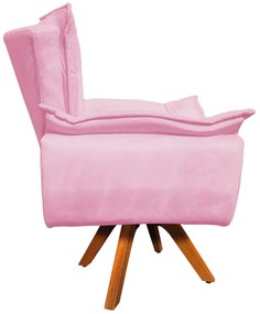 Poltrona Sala de Estar Giratória MM30 Opalla Suede Rosa Bebê D03 - D'Rossi
