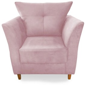 Poltrona Decorativa Isis Pés Madeira Suede Rosa - Sheep Estofados