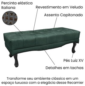 Cabeceira Cama Box Casal 140cm e Recamier Vicenza Veludo S04 - D'Rossi - Verde